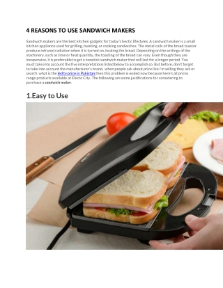 4 REASONS TO USE SANDWICH MAKERS