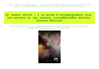 [ PDF ] Ebook Le jumeau secret - 2 Le guide d'accompagnement pour les parents et les jumeaux insoupÃƒÂ§onnÃƒÂ©s adultes