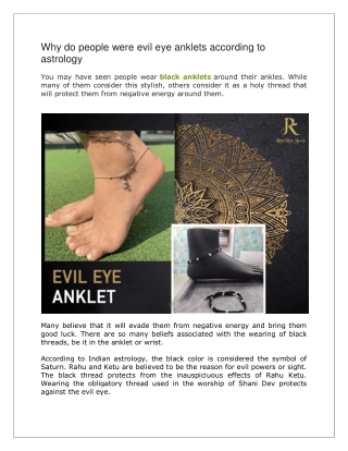 Why do people were evil eye anklets according to astrology