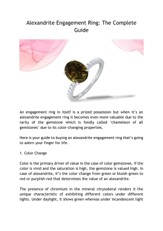 Alexandrite Engagement Ring: The Complete Guide