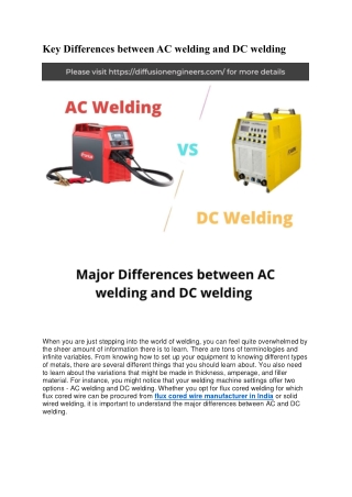 Key Differences between AC welding and DC welding