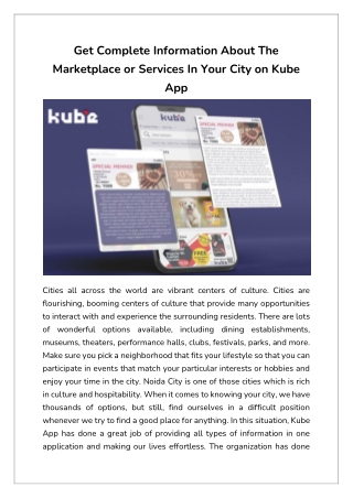 Get Complete Information About The Marketplace or Services In Your City on Kube App