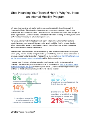 Stop Hoarding Your Talents! Here's Why You Need an Internal Mobility Program