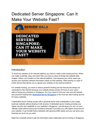 Dedicated Server Singapore_ Can It Make Your Website Fast_ (1)