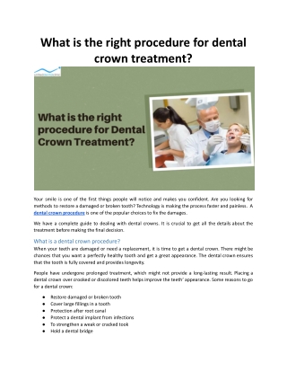 What Is The Right Procedure For Dental Crown Treatment