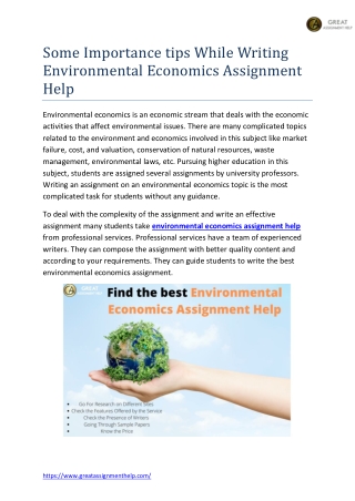 Some Importance tips While Writing Environmental Economics, By-Purnima