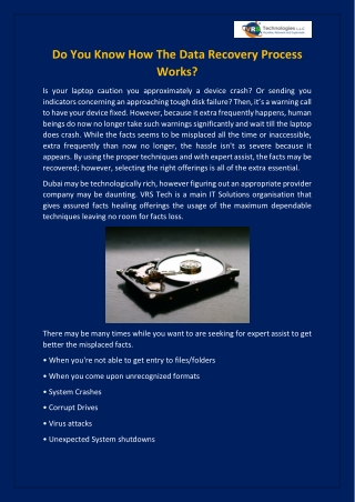 Do You Know How The Data Recovery Process Works