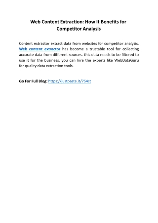 Effective Web Content Extraction Tools for competitive Business