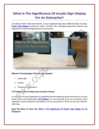 What Is The Significance Of Acrylic Sign Display For An Enterprise