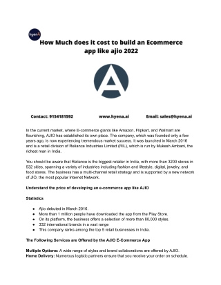 How Much does it cost to build an Ecommerce app like ajio 2022
