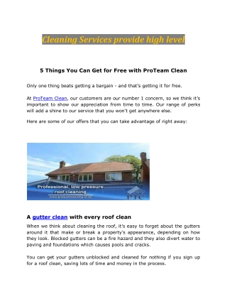 Cleaning Services provide high level