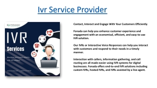 Ivr Service Provider | Business Ivr Solutions - Fonada