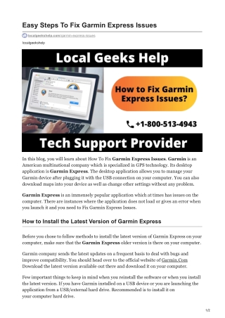 Easy Steps To Fix Garmin Express Issues
