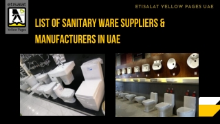 List of Sanitary Ware Suppliers & Manufacturers in UAE