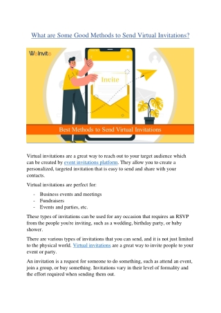 Best Methods to Send Virtual Invitations