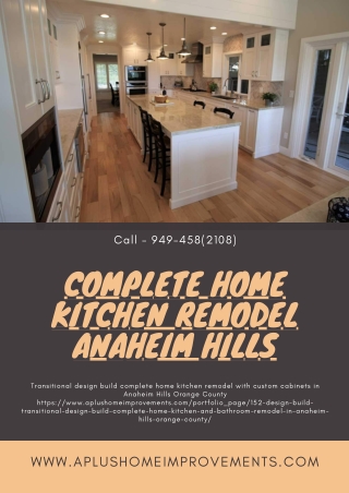 Complete home kitchen remodel Anaheim Hills