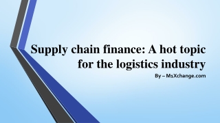 Supply chain finance