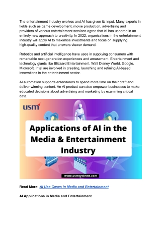Applications of AI in the media & entertainment industry