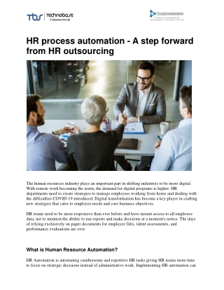 HR process automation | A step forward from HR outsourcing | Businessezee