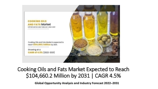 Cooking Oils and Fats Market Size, Share | Opportunities