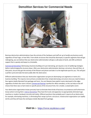 Demolition Services for Commercial Needs