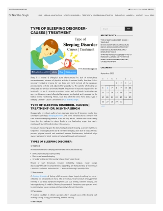 Type of Sleeping Disorder- Causes | Treatment