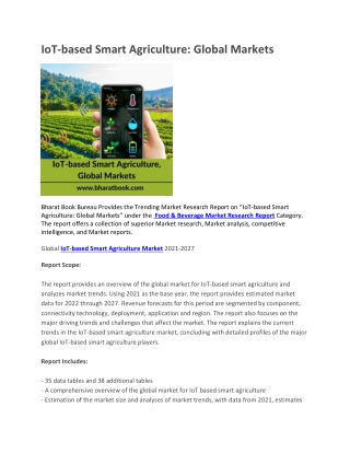 IoT-based Smart Agriculture,Global Markets