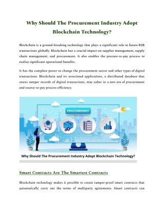 Why Should The Procurement Industry Adopt Blockchain Technology?