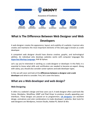 What is The Difference Between Web Designer and Web Developers