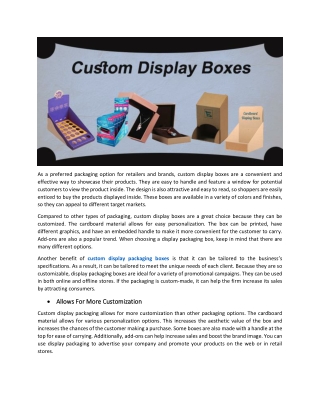 Why Custom Display Boxes Are Preferred Packaging Option for Retailers?