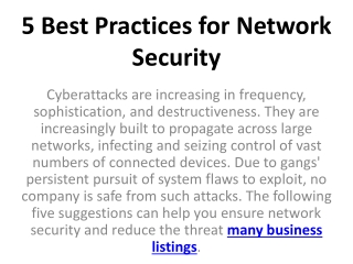 5 Best Practices for Network Security