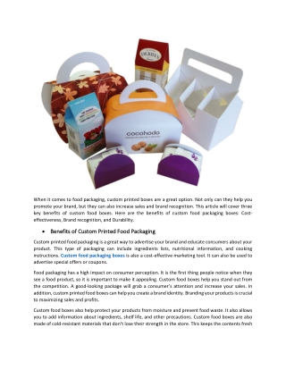 The Uniqueness of Custom Food Boxes Brings in More Customers