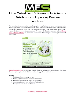 How Mutual Fund Software in India Assists Distributors in Improving Business Functions