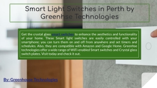 Smart Light Switches in Perth by Greenhse Technologies