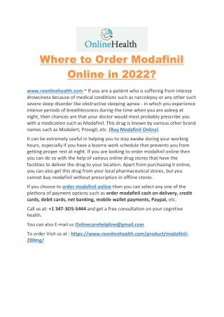 Buy Modafinil 200mg Tablets Online COD | Modafinil for Sale