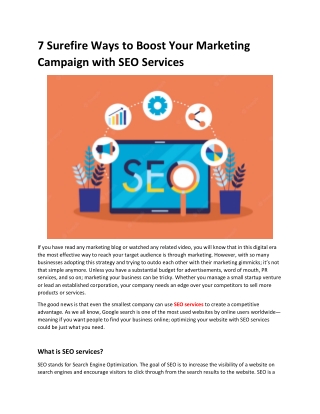 7 Surefire Ways to Boost Your Marketing Campaign with SEO Services