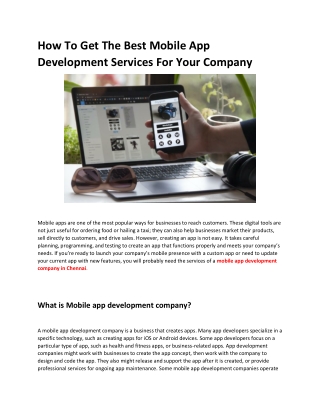 How To Get The Best Mobile App Development Services For Your Company