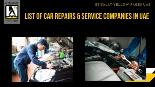 List of Car Repairs & Service Companies in UAE