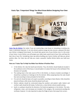 Vastu Tips: 7 Important Things You Must Know Before Designing Your Own Kitchen