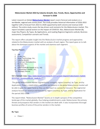 Global Malocclusion Market Opportunities and Forecast 2020-2027