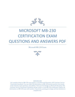 Microsoft MB-230 Certification Exam Questions and Answers PDF