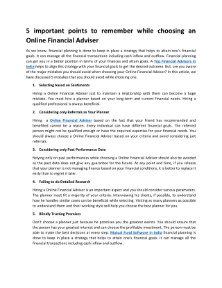 5 Mistakes to Avoid While Selecting Financial Planner