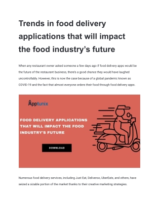 Trends in food delivery applications that will impact the food industry’s future