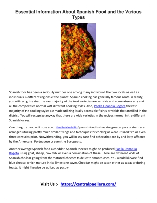 Essential Information About Spanish Food and the Various Types