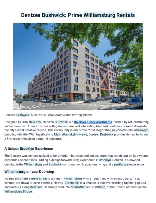 Luxury Apartments for Rent in Brooklyn - Denizen Bushwick