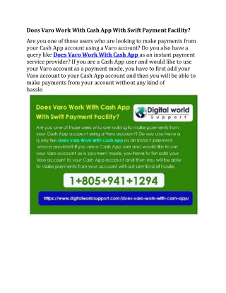 Does Varo Work With Cash App With Swift Payment Facility