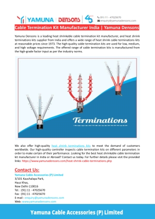 Cable Termination Kit Manufacturer India