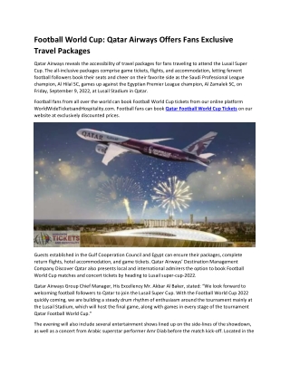 Football World Cup Qatar Airways Offers Fans Exclusive Travel Packages
