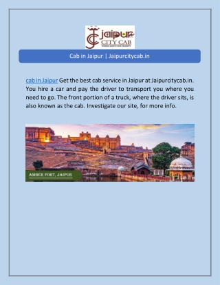 Cab in Jaipur | Jaipurcitycab.in