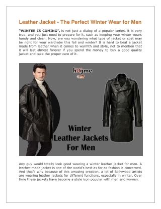 Leather Jacket - The Perfect Winter Wear for Men